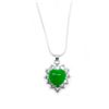 Image 1 : Mounted Green Jade Heart Shape Pendant On 925 Silver Plated Snake Link Necklace