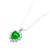 Image 2 : Mounted Green Jade Heart Shape Pendant On 925 Silver Plated Snake Link Necklace