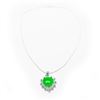 Image 3 : Mounted Green Jade Heart Shape Pendant On 925 Silver Plated Snake Link Necklace