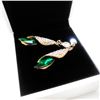 Image 2 : Ladies Gold Tone Long Eardrop Crystal Cubic Zircon Emerald Stud Earrings