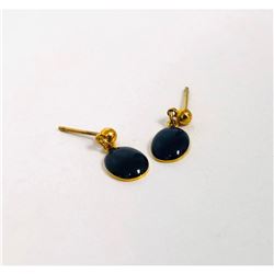 Ladies Blue Enamel Earrings 18K Gold Plated Earrings