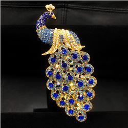 Large Royal Blue Jewel Peacock Broach