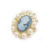 Image 2 : Grey And Gold Pearl Cameo Broach With Silhouette Of A Beauty
