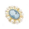 Image 3 : Grey And Gold Pearl Cameo Broach With Silhouette Of A Beauty