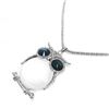 Image 2 : Perching White & Blue Semi Precious Stone Owl Pendant On 18K Gold Plated Chain