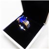 Image 3 : Ladies 6K Tanzanite Stone Ring, Mounted On Gold Tone Band With Inset Semi-Precious Stones