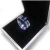 Image 2 : Men's Titanium Steel Silver Blue Engagement Ring