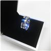 Image 3 : Men's Titanium Steel Silver Blue Engagement Ring