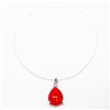 Image 3 : Sterling Silver 925 Necklace Red Jade Pendant