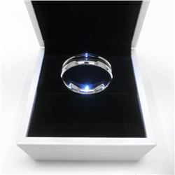 Men's Titanium Steel Silver Black Engagement Ring