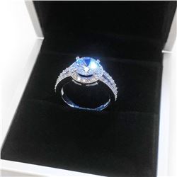 Ladies 925 Silver Marked 2 Carat Main Stone CZ Diamond Ring