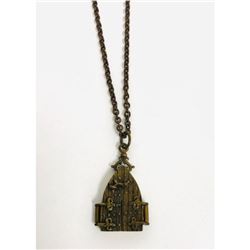 Locking Medieval Style Brass Pendant And Chain