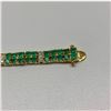 Image 2 : Ladies 18K Gold Plated 7ct Green Agate and Diamond Bracelet