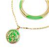 Image 2 : 4 Piece Gold Plated & Green Jade Jewelry Set.