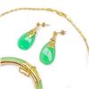 Image 3 : 4 Piece Gold Plated & Green Jade Jewelry Set.