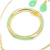 Image 4 : 4 Piece Gold Plated & Green Jade Jewelry Set.