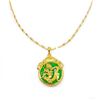 Image 2 : Chinese Carved Green Jade In Gold Dragon Mount Necklace
