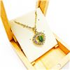 Image 1 : Cute Ladies .77ct Oval Cut Canadian Jade Necklace in 18K Gold Plated Heart Mount