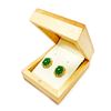 Image 2 : Lovely Pair of Ladies 1.51ct Oval Cut Canadian Jade Stone Earrings in 18KT Gold Plated Floral Mount