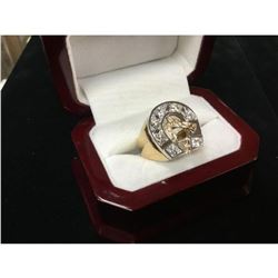 Men's 14K Gold Championship Custom Designed Horse Racing Ring with 1.75ct Diamonds