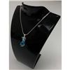 Image 1 : Sterling Blue Rhinestone Cat Pendant Paired With Silver 925 Snake Link Necklace