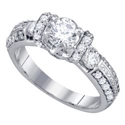 1 & 1/2 CTW Round Diamond Solitaire Bridal Wedding Engagement Ring 14kt White Gold - REF-300W3F