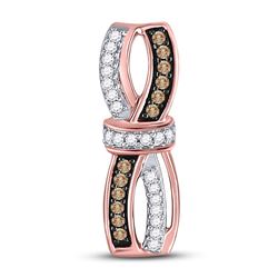 1/4 CTW Round Brown Diamond Bound Fashion Pendant 10kt Rose Gold - REF-18H3W