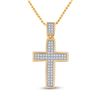 Image 1 : 1/6 CTW Round Diamond Cross Pendant 10kt Yellow Gold - REF-13T2K