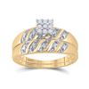 Image 2 : 1/10 CTW His & Hers Round Diamond Cluster Matching Bridal Wedding Ring 14kt Yellow Gold - REF-30H3W