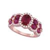 Image 1 : 3 & 1/2 CTW Oval Ruby Diamond Luxury Fashion Ring 18kt Rose Gold - REF-197W9F