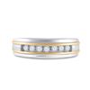 Image 2 : 1/4 CTW Mens Round Channel-set Diamond Wedding Ring 14kt White Two-tone Gold - REF-35T9K