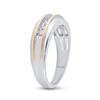 Image 3 : 1/4 CTW Mens Round Channel-set Diamond Wedding Ring 14kt White Two-tone Gold - REF-35T9K