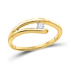 1/10 CTW Round Diamond Solitaire Promise Bridal Ring 14kt Yellow Gold - REF-15A5N