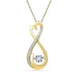 0.03 CTW Round Diamond Infinity Moving Twinkle Pendant 10kt Yellow Gold - REF-13H2W