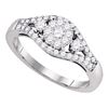 Image 1 : 5/8 CTW Round Diamond Flower Cluster Ring 10kt White Gold - REF-45F6M