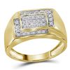 Image 1 : 1/4 CTW Mens Round Diamond Rectangle Cluster Ring 10kt Yellow Gold - REF-27F5M
