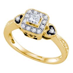 1/3 CTW Princess-cut Diamond Bridal Wedding Engagement Ring 14kt Yellow Gold - REF-41X9T