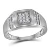 Image 1 : 1/4 CTW Mens Round Diamond Square Cluster Ring 10kt White Gold - REF-18K3R