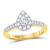 Image 1 : 1/2 CTW Pear Diamond Solitaire Bridal Wedding Engagement Ring 14kt Yellow Gold - REF-57K3R