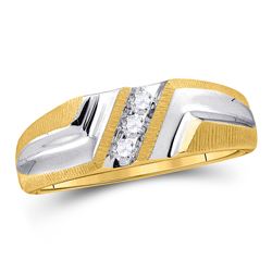 1/10 CTW Mens Round Diamond Wedding Ring 10kt Yellow Gold - REF-18K3R