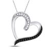Image 1 : 1/5 CTW Round Black Color Enhanced Diamond Heart Pendant 10kt White Gold - REF-11X9T