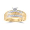 Image 2 : 1/5 CTW His & Hers Round Diamond Cluster Matching Bridal Wedding Ring 10kt Yellow Gold - REF-24N3Y
