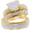 Image 1 : 1/2 CTW His & Hers Round Diamond Heart Matching Bridal Wedding Ring 10kt Yellow Gold - REF-51H3W