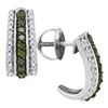 Image 1 : 1/3 CTW Round Green Color Enhanced Diamond Half J Hoop Earrings 10kt White Gold - REF-21X5T
