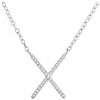 Image 1 : 1/10 CTW Round Diamond Letter X Cross Pendant 10kt White Gold - REF-11Y9X
