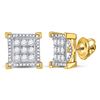 Image 1 : 3/4 CTW Mens Round Diamond Fashion Cluster Earrings 10kt Yellow Gold - REF-45W3F