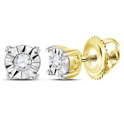 1/20 CTW Round Diamond Miracle Solitaire Earrings 14kt Yellow Gold - REF-8H4W