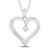 Image 1 : 1/20 CTW Round Diamond Solitaire Heart Pendant 10kt White Gold - REF-9X3T