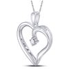 Image 2 : 1/20 CTW Round Diamond Solitaire Heart Pendant 10kt White Gold - REF-9X3T