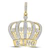 Image 1 : 1 CTW Mens Round Diamond King Crown Charm Pendant 10kt Yellow Gold - REF-54F3M
